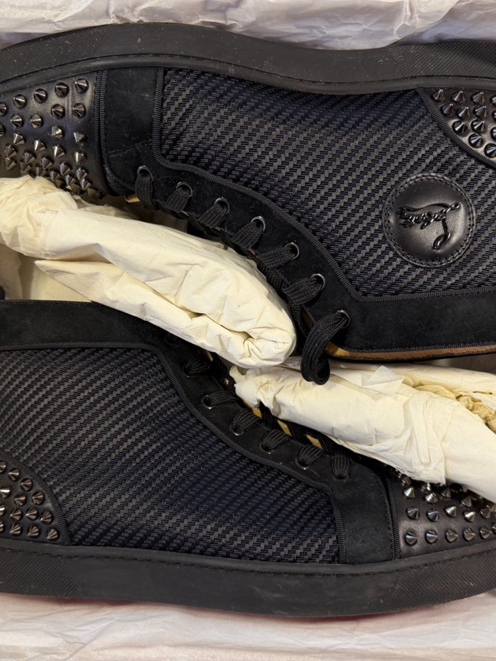 Christian‎ Louboutin Louis Spikes Flat High Top Sneakers – Men’s 10 / EU 43